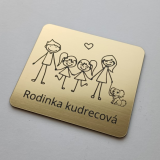 Menovka na dvere rodičia a dievčatá dvojičky so psíkom