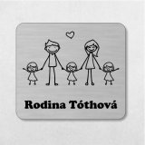Menovka na dvere rodina s troma malými dcérkami