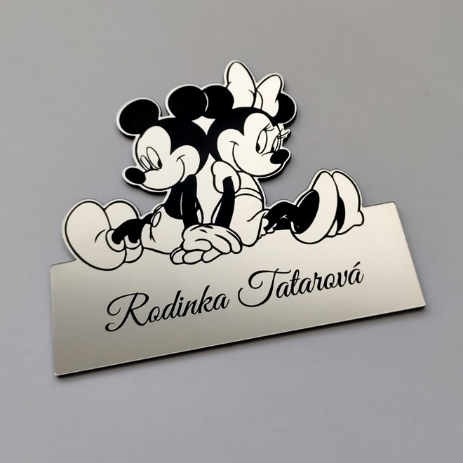 strieborná menovka s párom myšiek