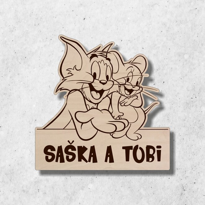drevená detská menovka Tom a Jerry s menami