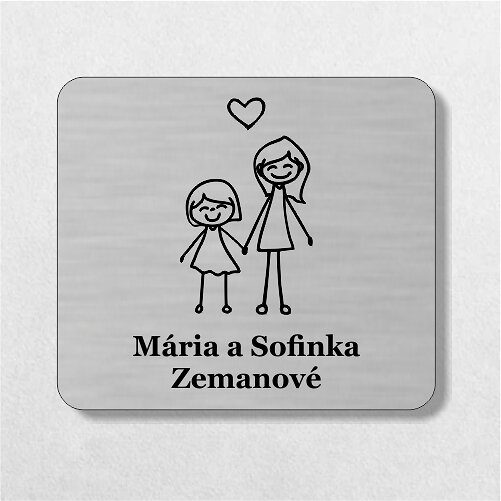 strieborná menovka na dvere mama a dcéra s menami
