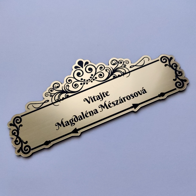 zlatá menovka Deluxe Ornament s ozdobným vrchom