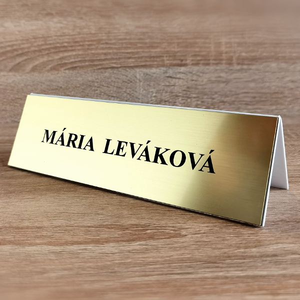 zlatá menovka na stôl so stojanom