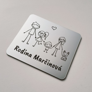 Menovka na dvere rodičia, dcéra a synček v1