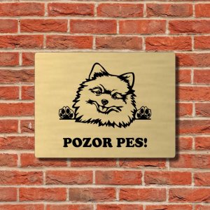 Tabuľka Pozor pes Pomeranian