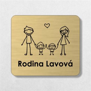 Menovka na dvere rodičia a dvaja malí chlapci