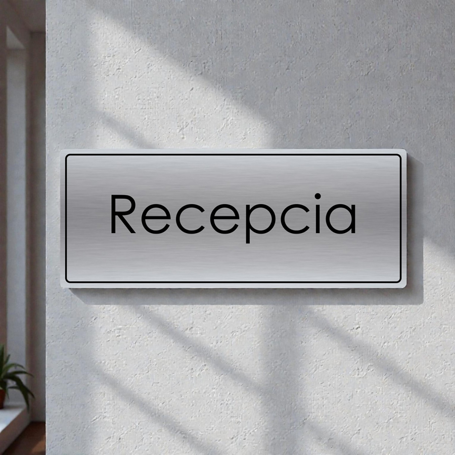 strieborná tabuľka Recepcia na stene